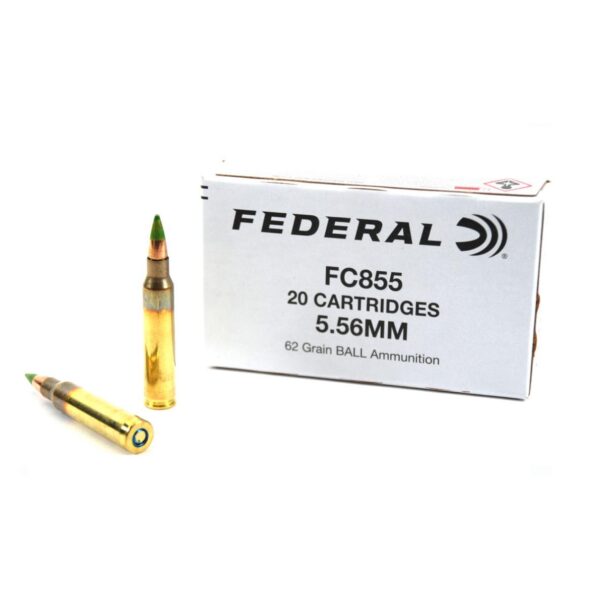 Federal FC855 Green Tip Rifle Ammunition 5.56mm 62gr FMJ 3113 fps 20/ct - Precision Shot Firearms