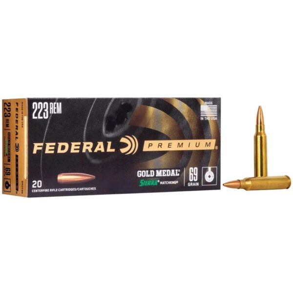 Federal Premium Gold Medal Sierra MatchKing Rifle Ammunition .223 Rem 69 gr BTHP 2950 fps - 20/ct - Precision Shot Firearms