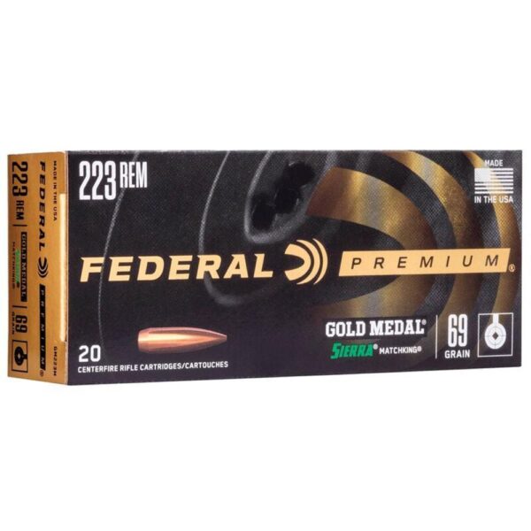 Federal Premium Gold Medal Sierra MatchKing Rifle Ammunition .223 Rem 69 gr BTHP 2950 fps - 20/ct - Precision Shot Firearms