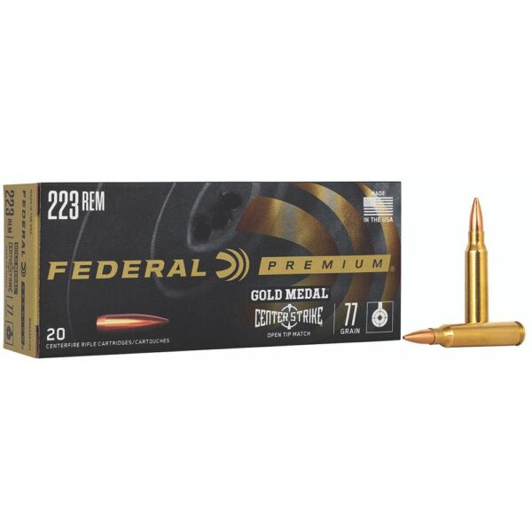 Federal Gold Medal CenterStrike Rifle Ammunition .223 Rem 77gr OTM 2600 fps 20/ct - Precision Shot Firearms