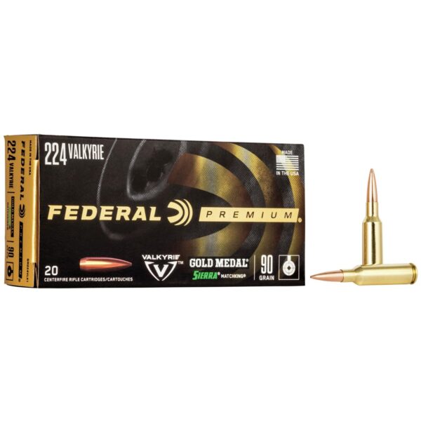 Federal Premium Gold Medal Sierra Matchking Ammunition .224 Valkyrie 90 gr 2700 fps BTHP 20/ct - Precision Shot Firearms
