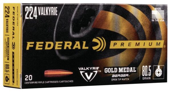 Federal Gold Medal Berger Rifle Ammunition .224 Valkyrie 80.5 gr OTM 2925 fps 20/ct - Precision Shot Firearms