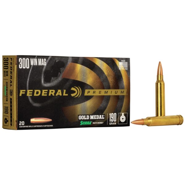 Federal Premium Gold Medal Sierra MatchKing Rifle Ammunition .300 Win Mag 190 gr BTHP 2900 fps - 20/ct - Precision Shot Firearms