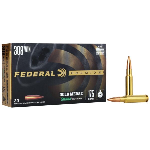 Federal Premium Gold Medal Sierra MatchKing Rifle Ammunition .308 Win 175 gr BTHP 2600 fps - 20/ct - Precision Shot Firearms