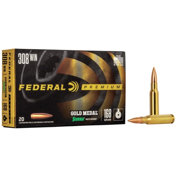 Federal Premium Gold Medal Sierra Matchking Rifle Ammunition .308 Win 168 gr BTHP 2650 fps 20/ct - Precision Shot Firearms