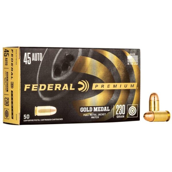 Federal Premium Gold Medal Handgun Ammunition .45 ACP 230 gr FMJ 860 fps 50/box - Precision Shot Firearms