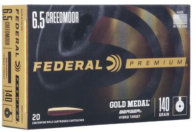 Federal Gold Medal Berger Hybrid Rifle Ammuntion 6.5mm Creedmoor 140gr BTHP 2725 fps 20/ct - Precision Shot Firearms