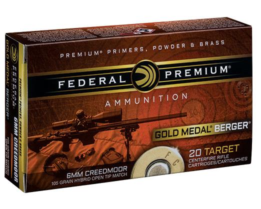Federal Gold Medal Berger Hybrid Rifle Ammunition 6mm Creedmoor 105gr BTHP 3025 fps 20/ct - Precision Shot Firearms