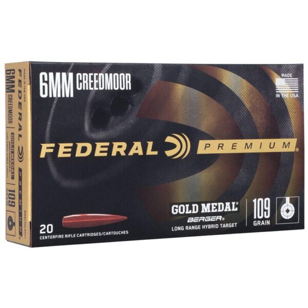 Federal Gold Medal Berger Hybrid Rifle Ammuntion 6mm Creedmoor 109gr BTHP 2975 fps 20/ct - Precision Shot Firearms