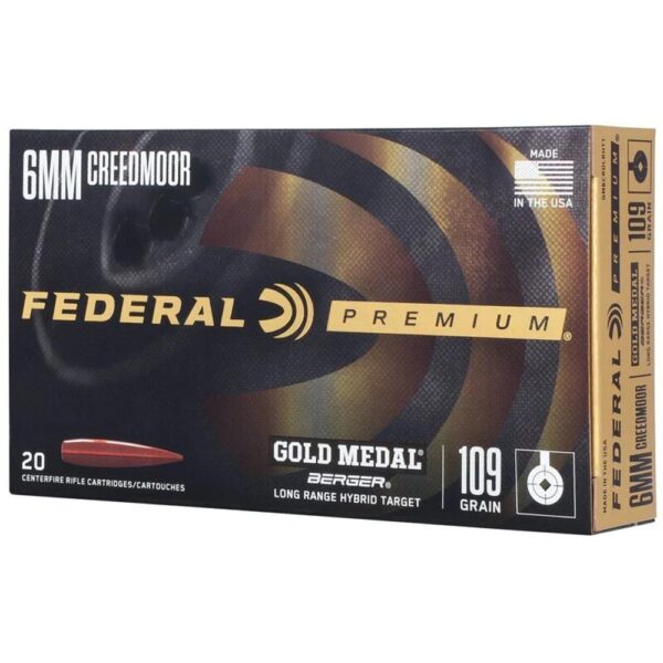 Federal Gold Medal Berger Hybrid Rifle Ammuntion 6mm Creedmoor 109gr BTHP 2975 fps 20/ct - Precision Shot Firearms