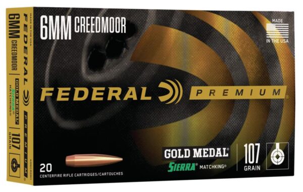 Federal Premium Gold Medal Sierra Matchking Ammunition 6mm Creedmoor 107 gr BTHP 3000 fps 20/ct - Precision Shot Firearms
