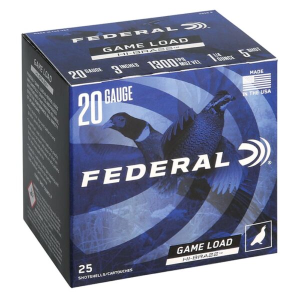 FEDERAL GAME-SHOK HI-BRASS LEAD SS 20GA 3" 3DR 1 1/4OZ 5 AMMO 25RD - Precision Shot Firearms