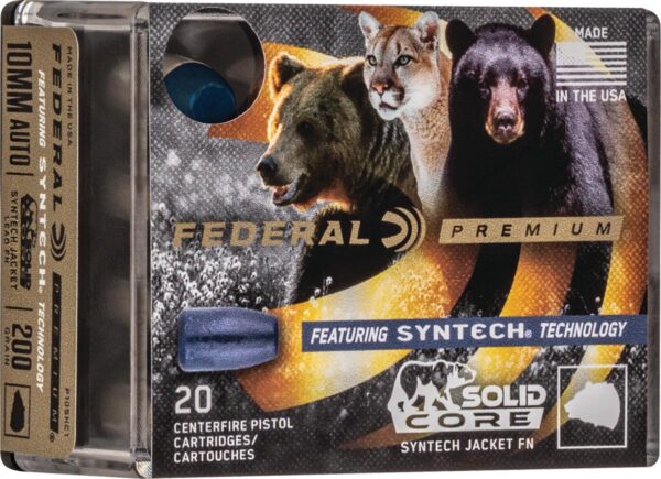 Federal Solid Core Handgun Ammunition 10mm Auto 200 gr TSJ 20/ct - Precision Shot Firearms
