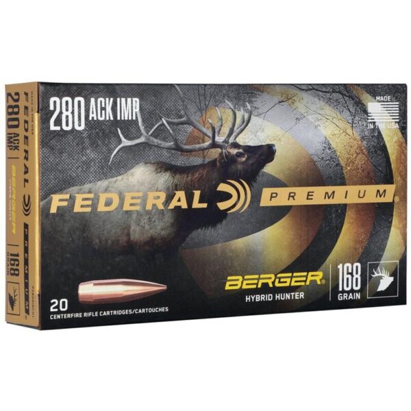 Federal Classic Hunter Berger Hybrid Rifle Ammunition.280 Ackley Improved 168 gr BTHP 2800 fps 20/ct - Precision Shot Firearms