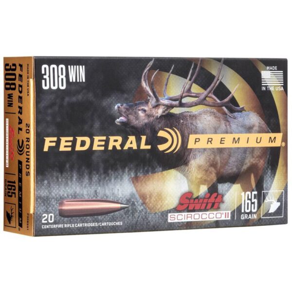 Federal Swift Scirocco II Rifle Ammunition .308 Win 165 gr Poly Tip 2700 fps 20/ct - Precision Shot Firearms