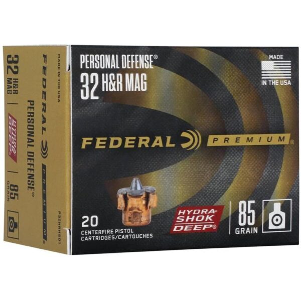 Federal Hydra-Shok Deep Handgun Ammunition .32 H&R 85 gr JHP 1025 fps 20/ct - Precision Shot Firearms