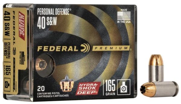 Federal Personal Defense Hydra-Shok Deep Handgun Ammuniton .40 S&W 165 gr HSD 1050 fps 20/ct - Precision Shot Firearms