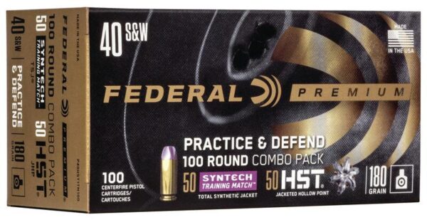 Federal Practice & Defend HST/Syntech Combo .40 S&W 180 gr 1010 fps 100/ct - Precision Shot Firearms