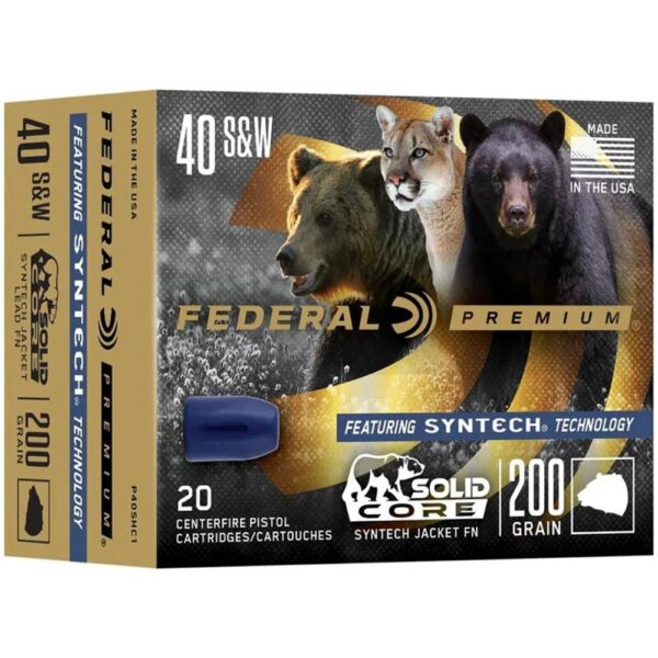 Federal Solid Core Handgun Ammunition .40 S&W 200 gr TSJ 20/ct - Precision Shot Firearms