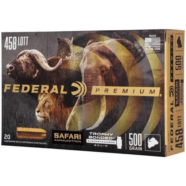 Federal Premium Cape-Shok Rifle Ammunition .458 Lott 500 gr TBSS 2300 fps - 20/ct - Precision Shot Firearms