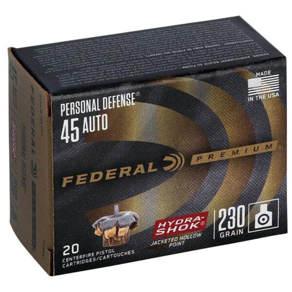 Federal Premuim Personal Defense Handgun Ammunition .45 ACP 230 gr JHP 900 fps 20/box - Precision Shot Firearms
