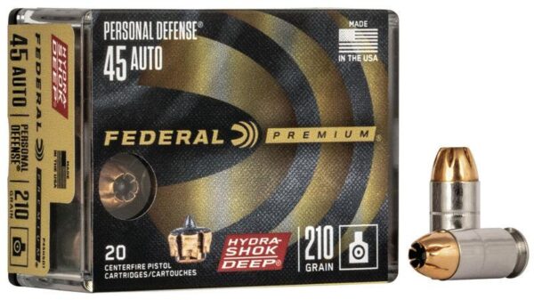 Federal Personal Defense Hydra-Shok Deep Handgun Ammuniton .45 ACP 210 gr HSD 980 fps 20/ct - Precision Shot Firearms