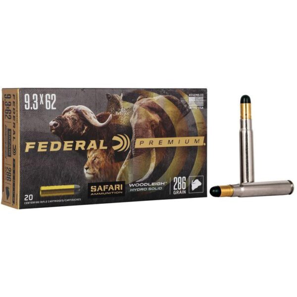 Federal Safari Woodleigh Hydro Solid Rifle Ammunition 9.3x62 Mauser 286gr Solid 2360 fps 20/ct - Precision Shot Firearms