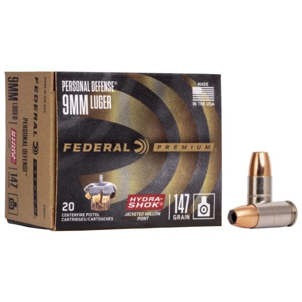 Federal Premuim Personal Defense Handgun Ammunition 9mm Luger 147 gr JHP 1000 fps 20/box - Precision Shot Firearms