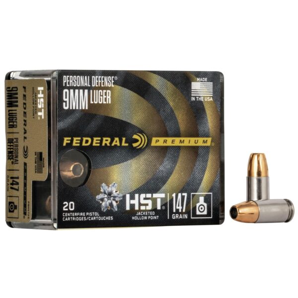 Federal Personal Defense HST Handgun Ammunition 9mm Luger 147 gr. JHP 1000 fps 20/ct - Precision Shot Firearms