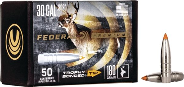 FEDERAL .308 CALIBER 180GR TROPHY BONDED TIP CB BULLET 50RD - Precision Shot Firearms