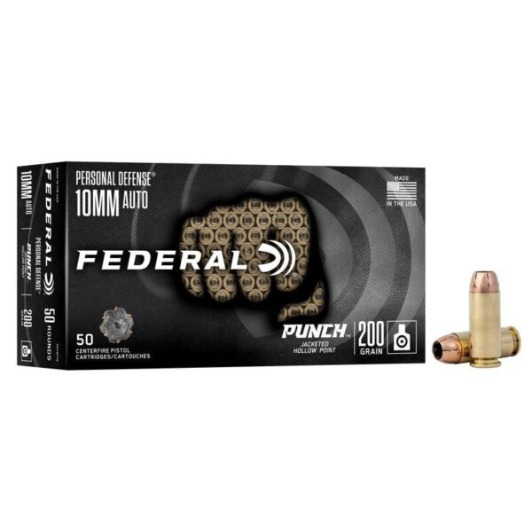 Federal Personal Defense Punch Handgun Ammunition 10mm Auto 200gr JHP 1100 fps 50/ct - Precision Shot Firearms