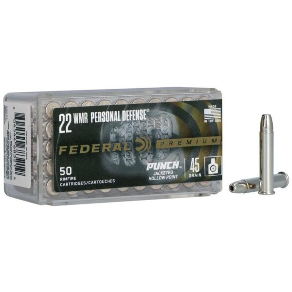 Federal Punch Rimfire Ammunition .22 WMR 45gr JHP 1000 fps 50/ct - Precision Shot Firearms