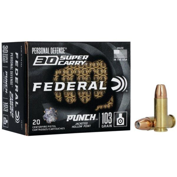 Federal Punch Handgun Ammunition .30 SC 103gr JHP 1130 fps 20/ct - Precision Shot Firearms