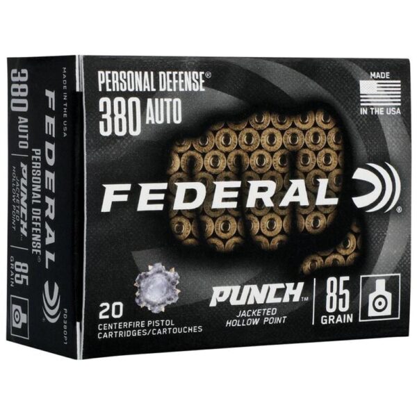 Federal Personal Defense Punch Handgun Ammunition .380 Auto 85 gr JHP 1000 fps 20/ct - Precision Shot Firearms