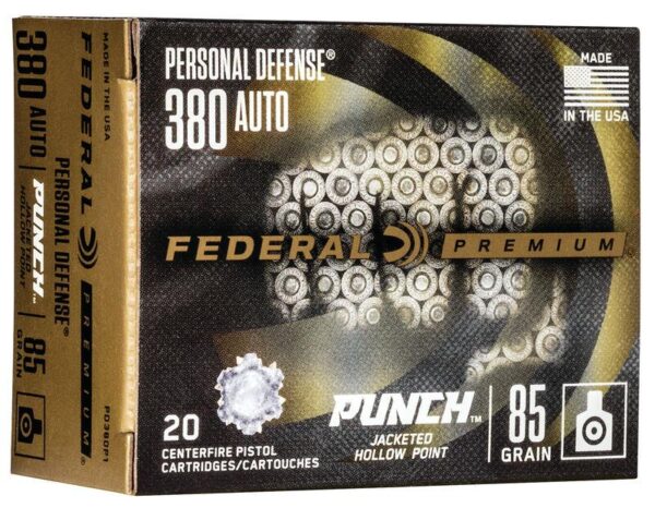 Federal Personal Defense Punch Handgun Ammuntion .380 Auto 85 gr JHP 20/ct - Precision Shot Firearms