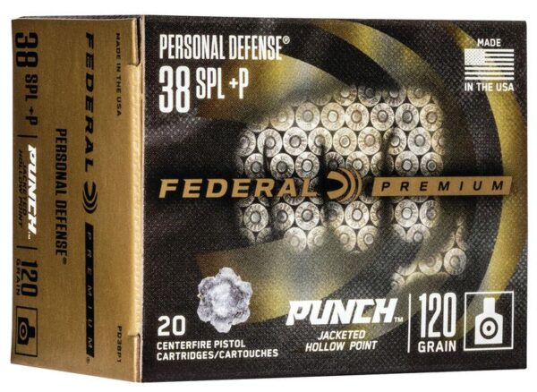 Federal Personal Defense Punch Handgun Ammuntion .38 Spl(+P) 120 gr JHP1000 fps 20/ct - Precision Shot Firearms