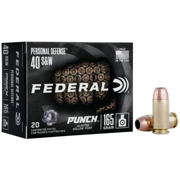 Federal Personal Defense Punch Handgun Ammunition .40 S&W 165 gr JHP 1130 fps 20/ct - Precision Shot Firearms