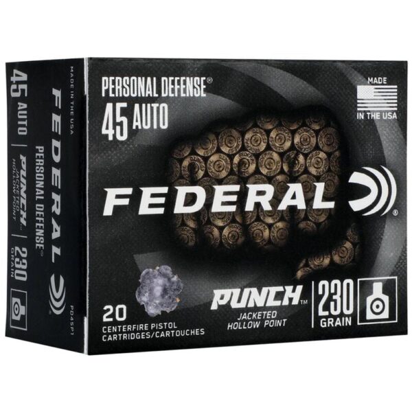 Federal Personal Defense Punch Handgun Ammuntion .45 ACP 230 gr JHP 890 fps 20/ct - Precision Shot Firearms