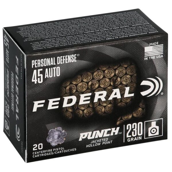 Federal Personal Defense Punch Handgun Ammuntion .45 ACP 230 gr JHP 890 fps 20/ct - Precision Shot Firearms