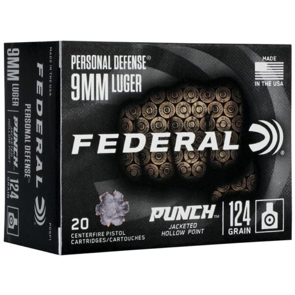 Federal Personal Defense Punch Handgun Ammuntion 9mm Luger 124 gr 1150 fps JHP 20/ct - Precision Shot Firearms