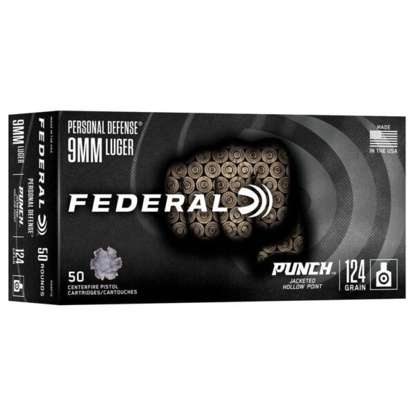 Federal Personal Defense Punch Handgun Ammunition 9mm Luger 124gr JHP 1150 fps 50/ct - Precision Shot Firearms