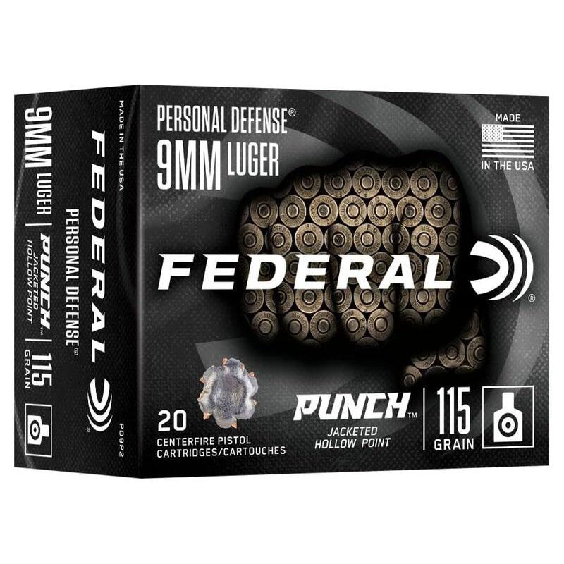 Federal Personal Defense Punch Handgun Ammunition 9mm Luger 115gr JHP 1180 fps 20/ct - Precision Shot Firearms
