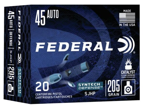 Federal Syntech Defense Handgun Ammuntion .45 ACP SJHP 830 fps 20/ct - Precision Shot Firearms