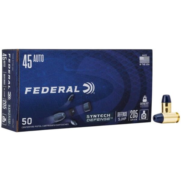 Federal Syntech Defense Handgun Ammunition .45 ACP 205gr SJHP 970 fps 50/ct - Precision Shot Firearms