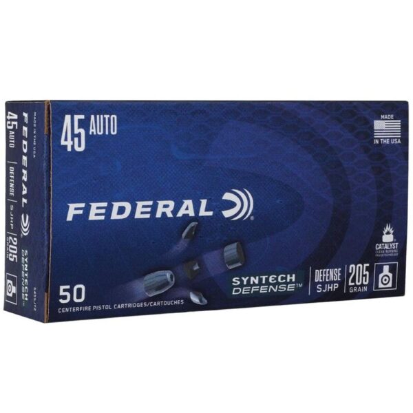 Federal Syntech Defense Handgun Ammunition .45 ACP 205gr SJHP 970 fps 50/ct - Precision Shot Firearms
