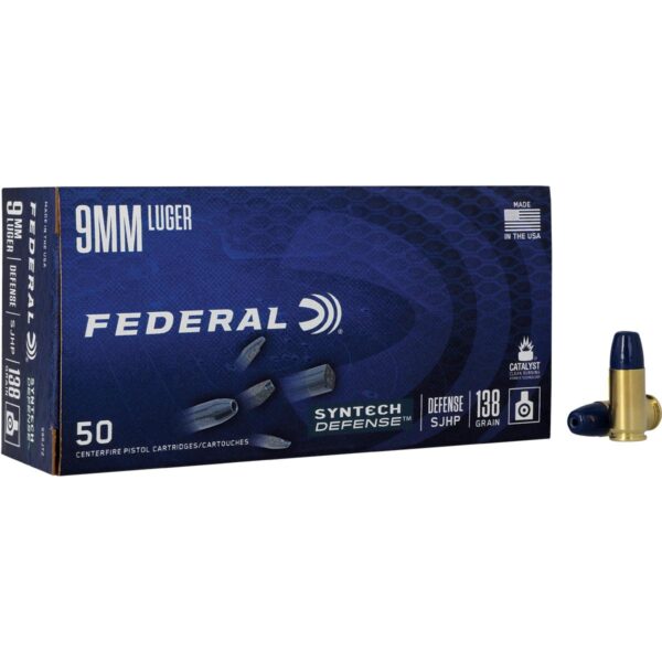 Federal Syntech Defense Handgun Ammunition 9mm Luger 138 gr. SJHP 1050 fps 50/ct - Precision Shot Firearms