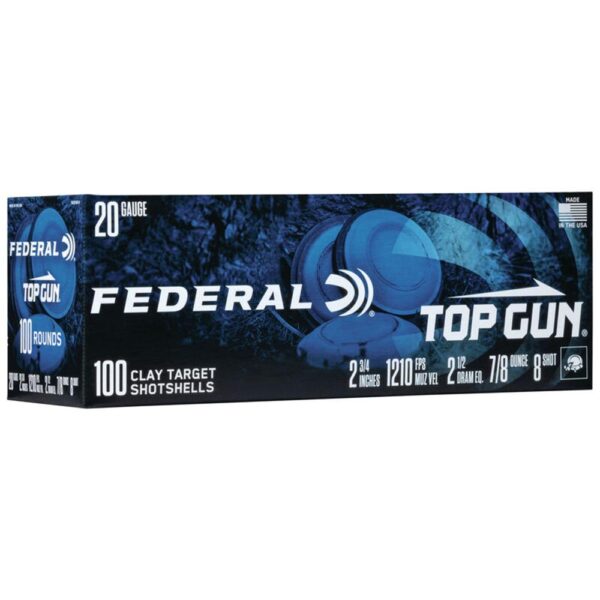 Federal Top Gun Shotshells 20 ga 2-3/4" 7/8oz 1210 fps #8 100/ct - Precision Shot Firearms