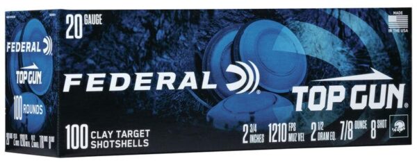 Federal Top Gun Shotshells 20 ga 2-3/4" 7/8oz 1210 fps #8 100/ct - Precision Shot Firearms