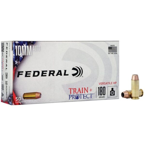 Federal Train + Protect Handgun Ammunition 10mm Auto 180gr VHP 1175 fps 50/ct - Precision Shot Firearms