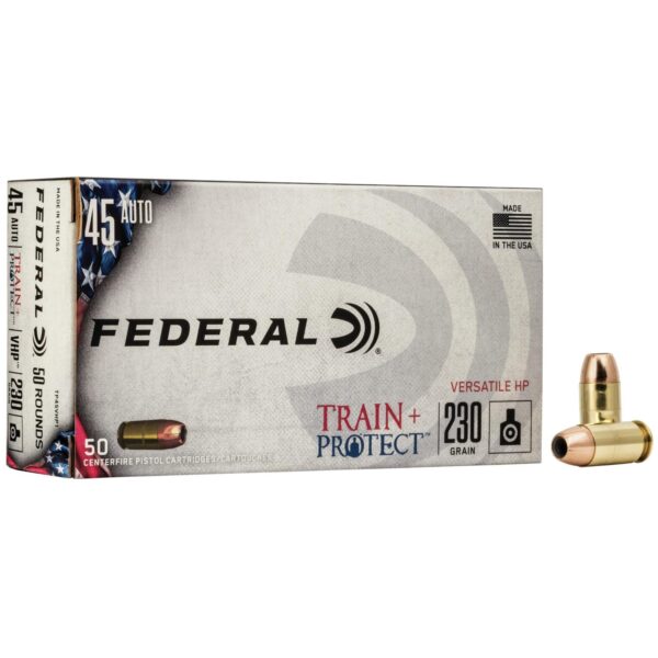 Federal Train+Protect Handgun Ammunition .45 ACP 230 gr VHP 50/ct - Precision Shot Firearms